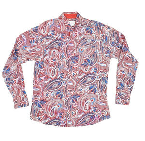Ace of Diamond Men's Red Blue Paisley Button Down Shirt Size XS USA
